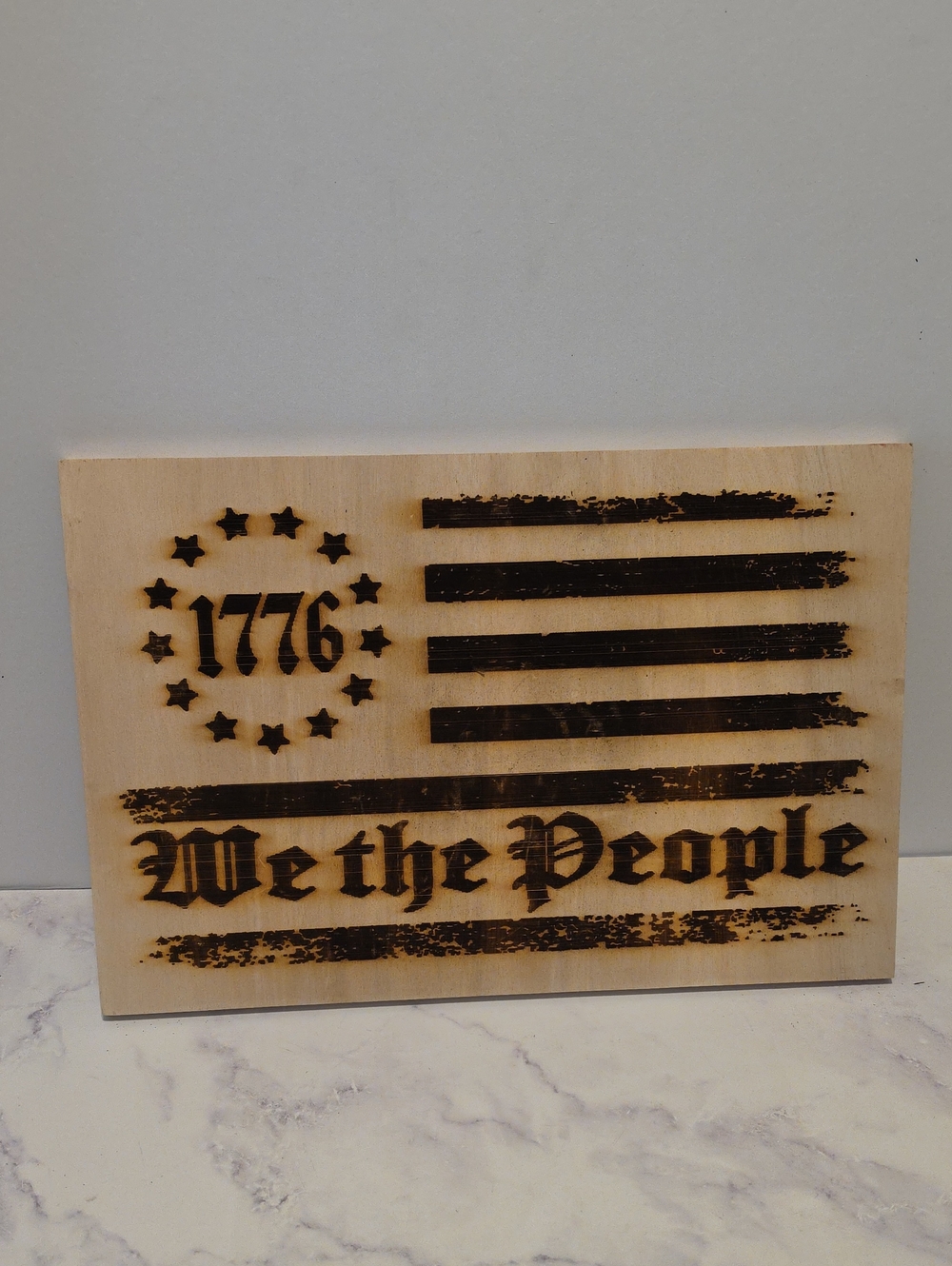 "We The People" 1776 American Flag  Wood Decor